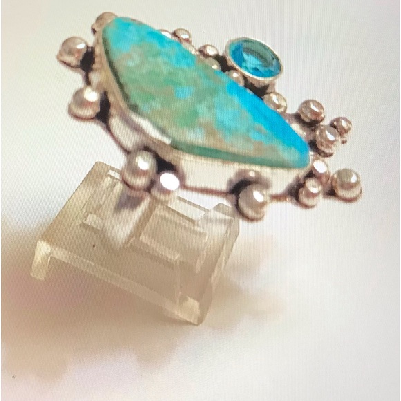 Turquoise Blue Topaz 925 Sterling Silver Ring - Picture 3 of 3